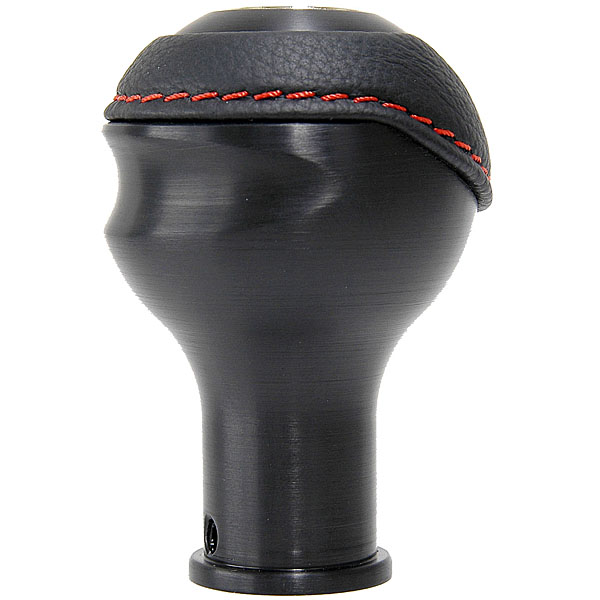 BLACK Aluminium & Leather Gear Knob TUNE IT 2 Black (ABARTH NEW Emblem)