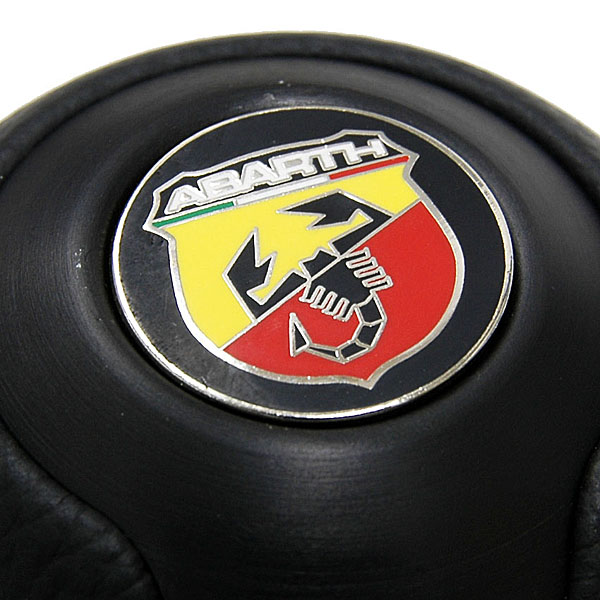BLACK Aluminium & Leather Gear Knob TUNE IT 2 Black (ABARTH NEW Emblem)