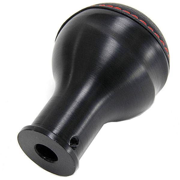 BLACK Aluminium & Leather Gear Knob TUNE IT 2 Black (ABARTH NEW Emblem)