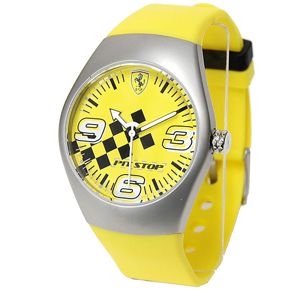 Ferrari Wrist Watch -PIT STOP- (Checkerd Flag/Yellow)