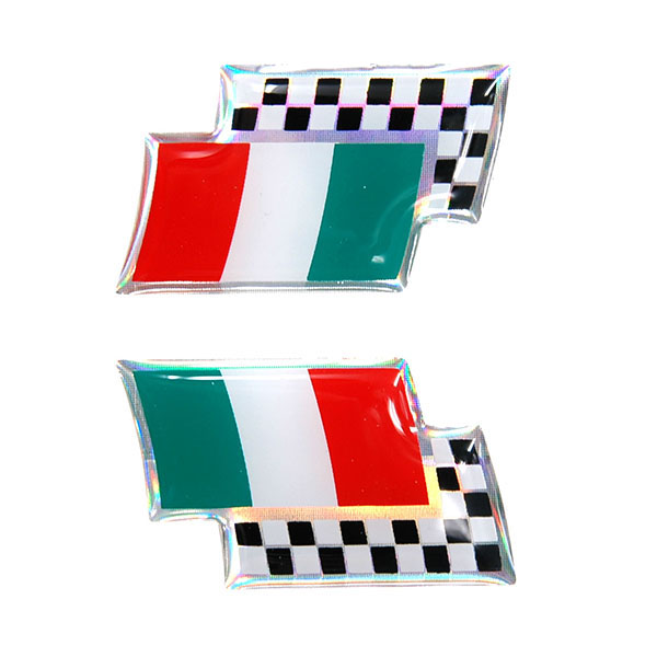 Italian Flag & Checkered Flag 3D Sticker (2pcs.)