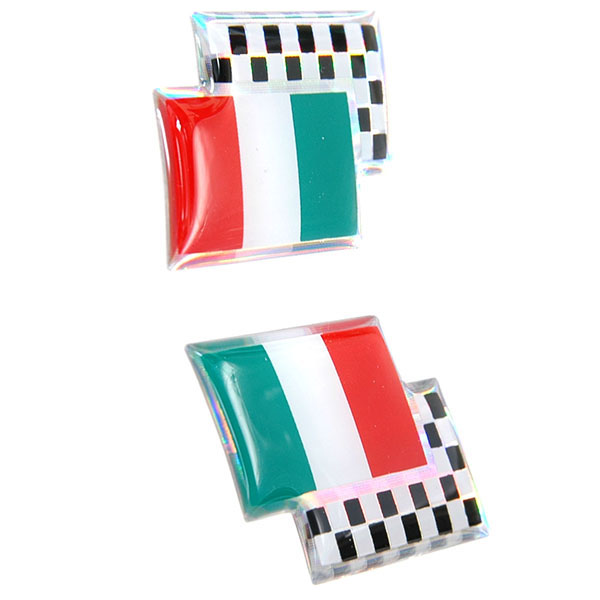 Italian Flag & Checkered Flag 3D Sticker (2pcs.)