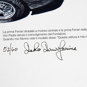Pininfarina Ferrari Dino Design Sketch -Paolo Pininfarina Signed-