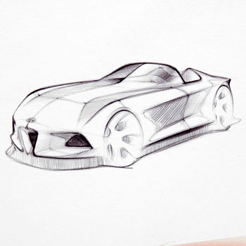 Pininfarina Alfa Romeo 2uettottanta Design Sketch -Paolo Pininfarina Signed-