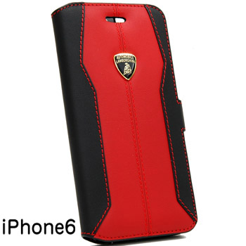 Lamborghini iPhone6/6s Book Type Leather Case(Black/Red)