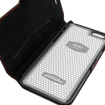 Lamborghini iPhone6/6s Book Type Leather Case(Black/Red)