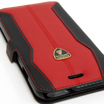 Lamborghini iPhone6/6s Book Type Leather Case(Black/Red)