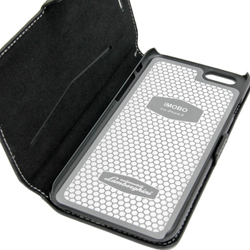 Lamborghini iPhone6/6s bool leather case(black/white)