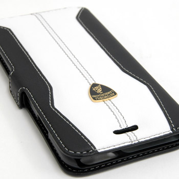 Lamborghini iPhone6/6s bool leather case(black/white)