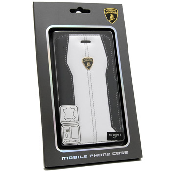 Lamborghini iPhone6/6s bool leather case(black/white)