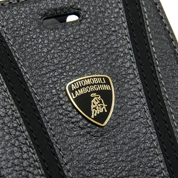 Lamborghini iPhone6/6s Book Type Leather Case(Black/Black Stripe)