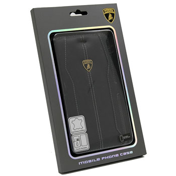 Lamborghini純正iPhone6/6s Plusブックタイプレザーケース(ブラック/ブラック)