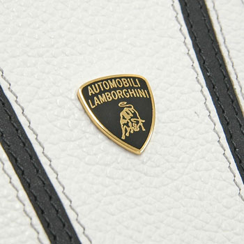 Lamborghini純正iPhone6/6s Plusブックタイプレザーケース(ホワイト/ブラックストライプ)