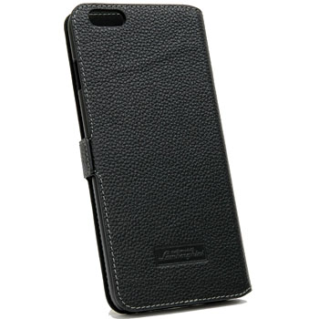 Lamborghini iPhone6/6s Plus Book Type Leather Case(Black/White Stripe)