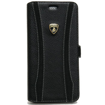Lamborghini iPhone6/6s Plus Book Type Leather Case(Black/White Stripe)