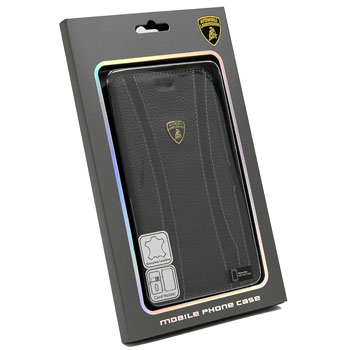 Lamborghini iPhone6/6s Plus Book Type Leather Case(Black/White Stripe)