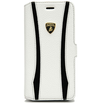 Lamborghini iPhone6/6s Book Type Leather Case(White/Black Stripe)