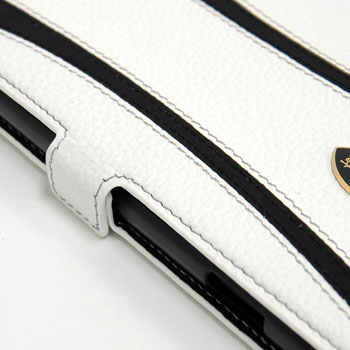 Lamborghini iPhone6/6s Book Type Leather Case(White/Black Stripe)