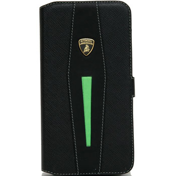 Lamborghini純正iPhone6/6s Plusブックタイプレザーケース(マグネット/ブラック/グリーン)