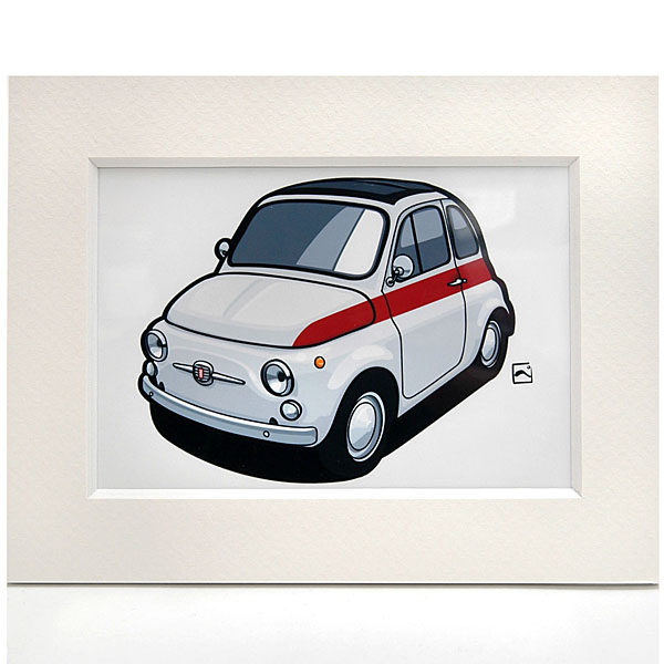 FIAT 旧500スモールイラストレーション(レッドストライプ) by 林部研一