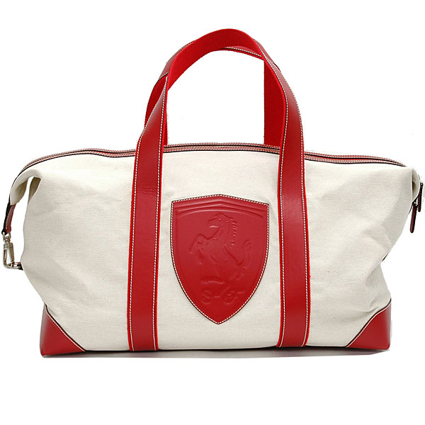 Ferrari Formula 1 Club canvas and leather Boston bag