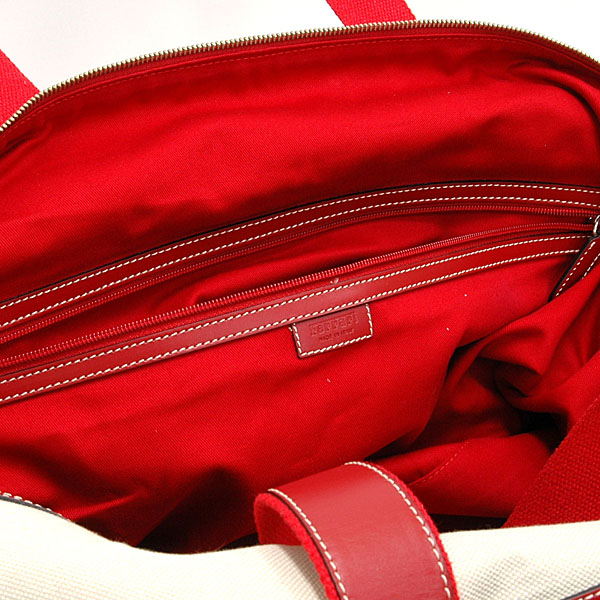 Ferrari Formula 1 Club canvas and leather Boston bag