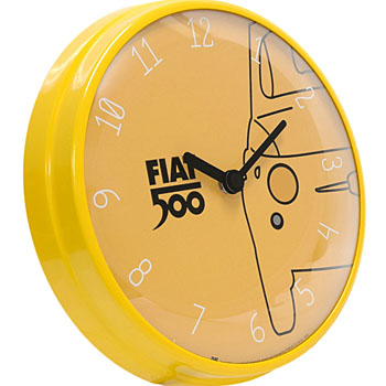 FIAT 500 Wall Clock-Yellow/250mm-