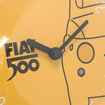 FIAT 500 Wall Clock-Yellow/250mm-