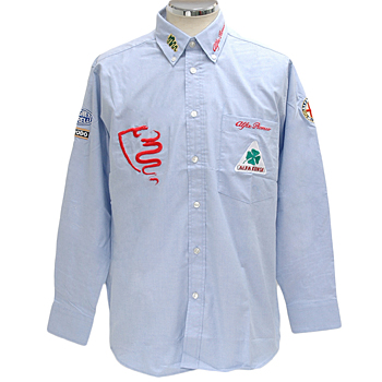 Alfa Romeo Button Down Shirts-ALFA CORSE/Blue-