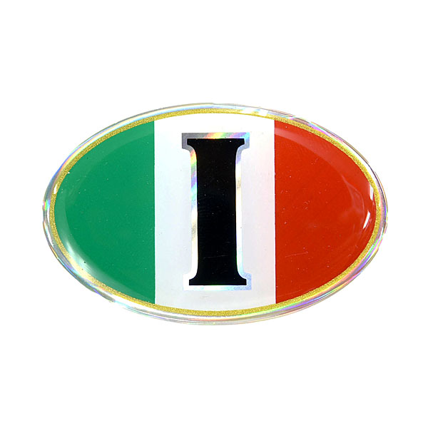 イタリア国旗3Dステッカー(オーバルI)
