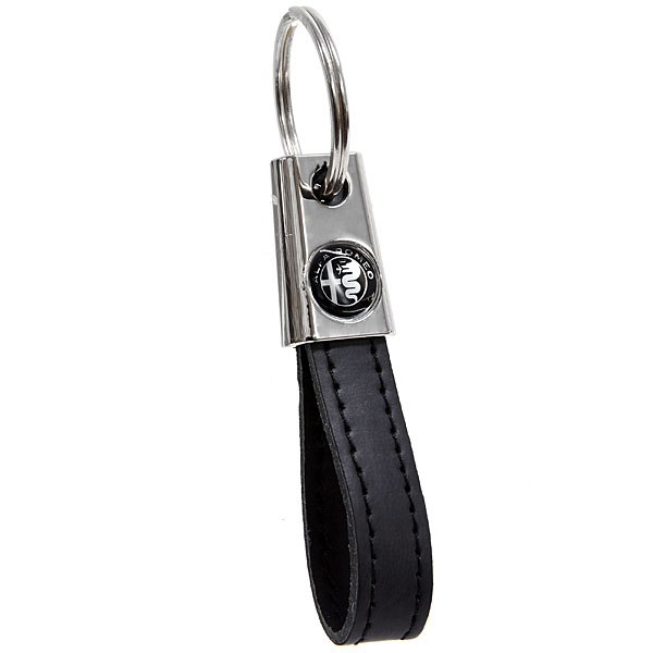 Alfa Romeo Strap Shaped Keyring(New Monotone Emblem/Black)