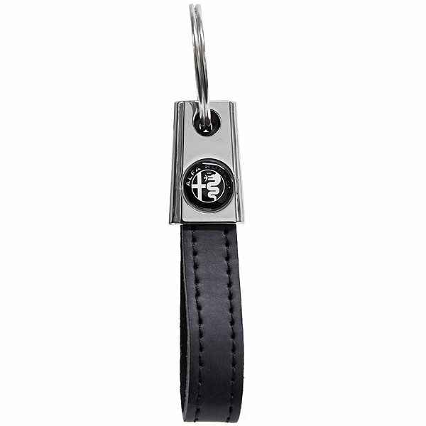 Alfa Romeo Strap Shaped Keyring(New Monotone Emblem/Black)