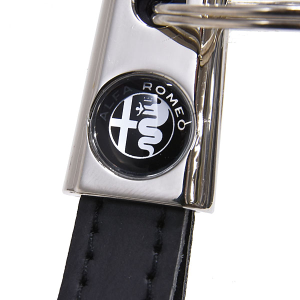 Alfa Romeo Strap Shaped Keyring(New Monotone Emblem/Black)