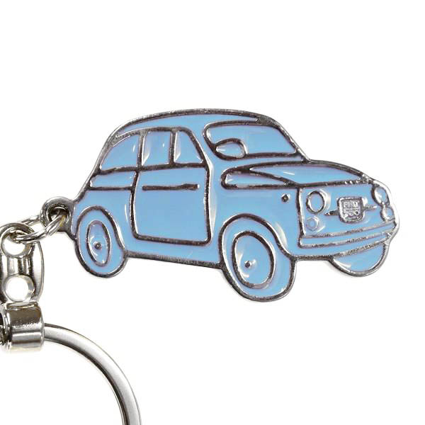 FIAT 500 Shaped Enamel Keyring(Light Blue)