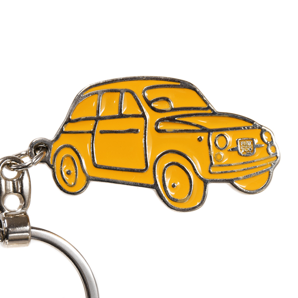 FIAT 500 Shaped Enamel Keyring(Yellow)