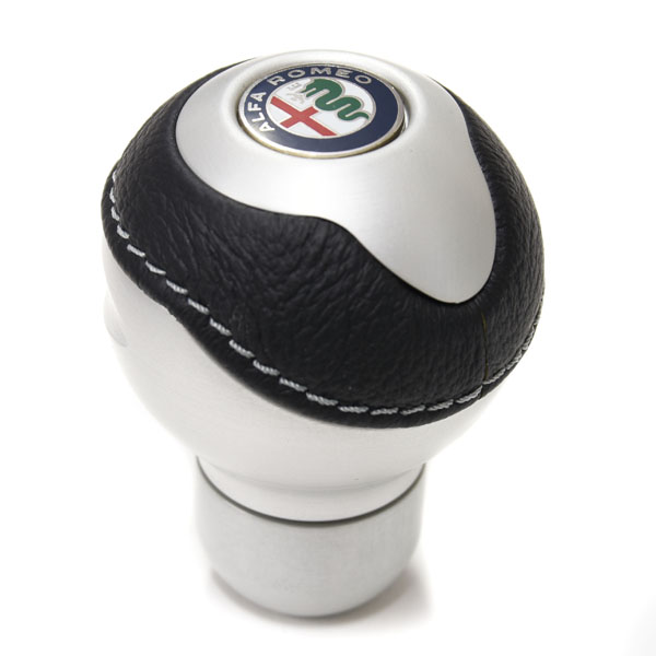 BLACK Aluminium & Leather Gear Knob -TUNE IT- (Normal/Alfa New Emblem)