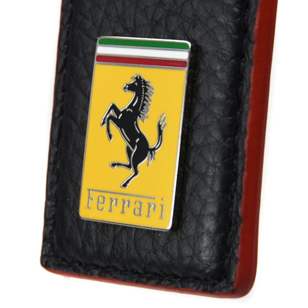 Ferrari Emblem Shaped Leather Keyring(Black)