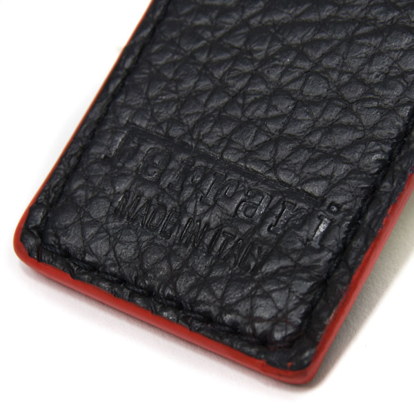 Ferrari Emblem Shaped Leather Keyring(Black)
