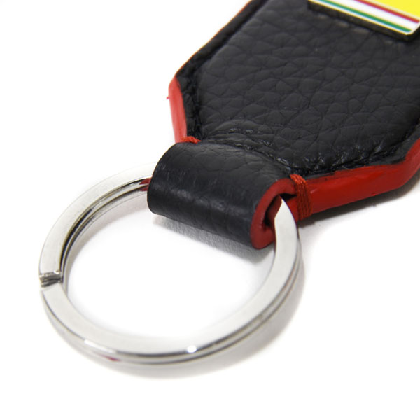 Ferrari Emblem Shaped Leather Keyring(Black)