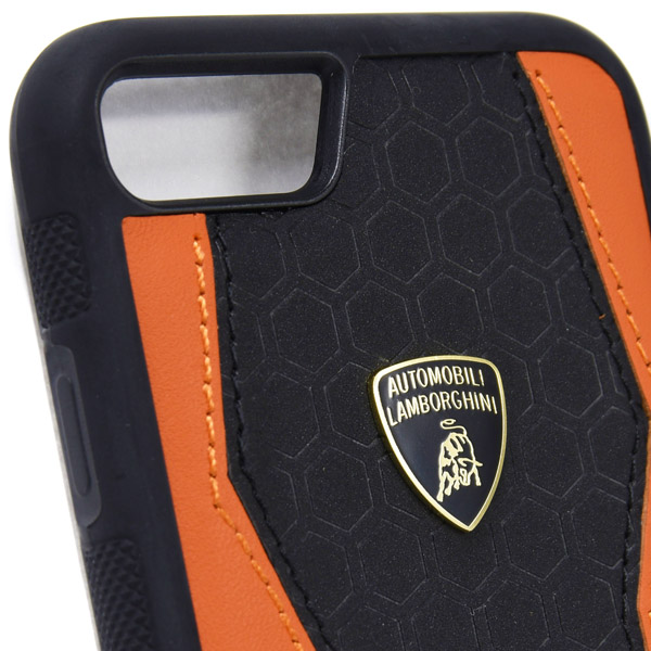 Lamborghini iPhone7 Leather Case(Black/Orange)