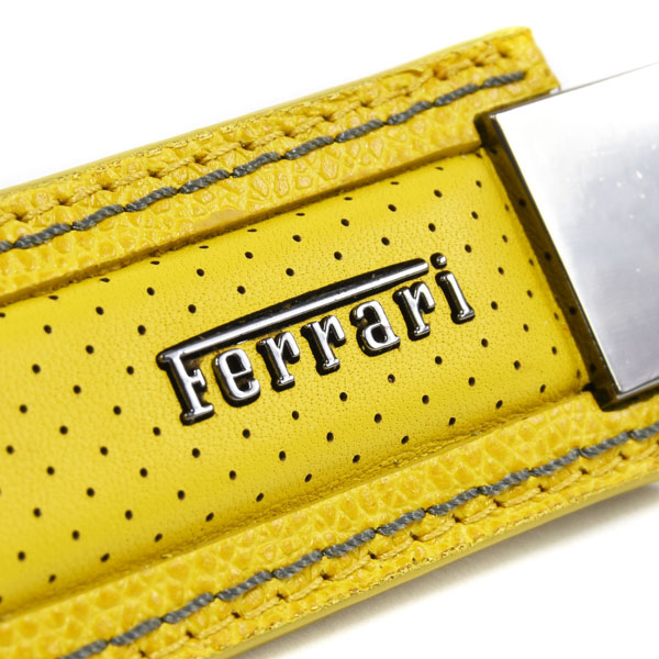 Ferrari Logo Leather Keyring(Yellow)