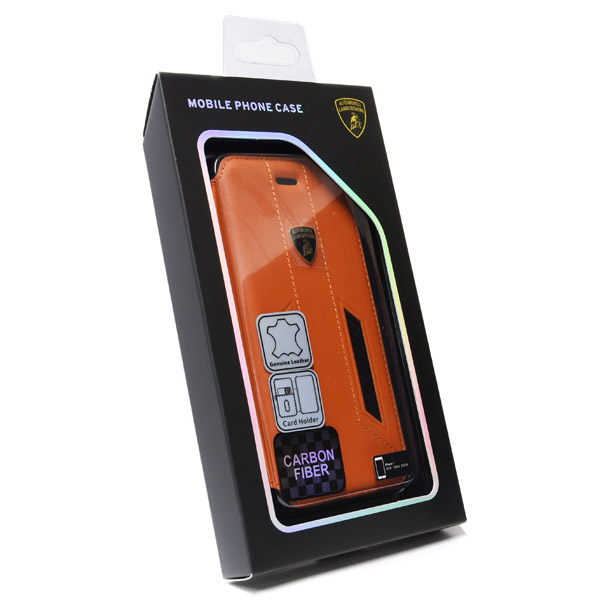 Lamborghini iPhone7 Book Shaped Leather Case(Orange/Carbon)