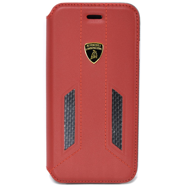 Lamborghini純正iPhone7ブックタイプレザーケース(レッド/カーボン)
