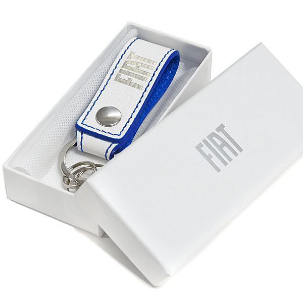 FIAT Genuine Leather Strap Keyring(Blue)