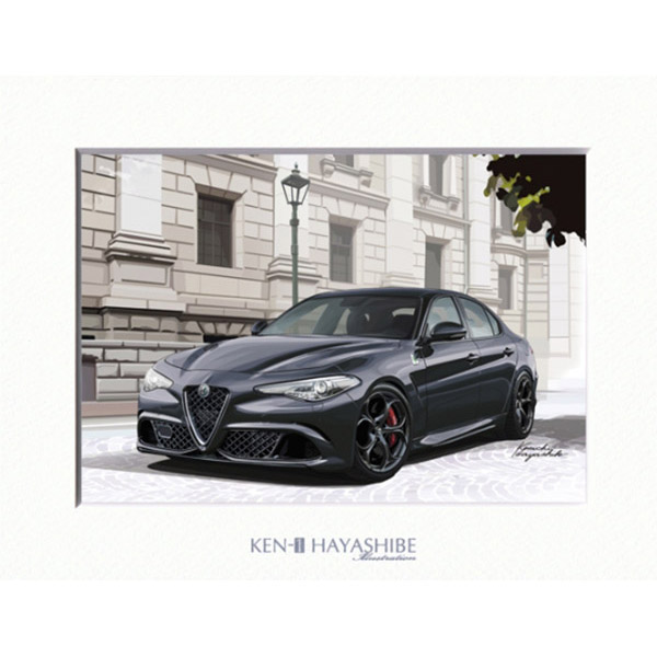 Alfa Romeo Giulia Quadrifoglio (Black) Illustration by Kenichi Hayashibe