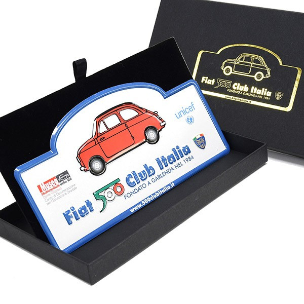 FIAT 500 CLUB ITALIAラリープレート(ホワイト)