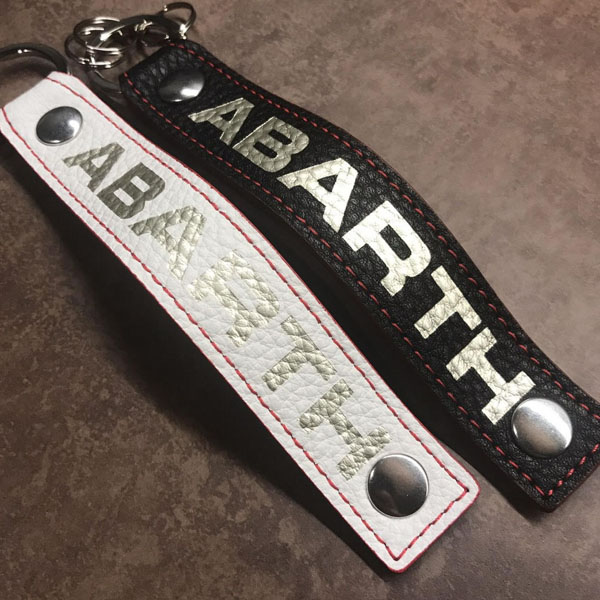 ABARTH Genuine Leather Strap Keyring(White)