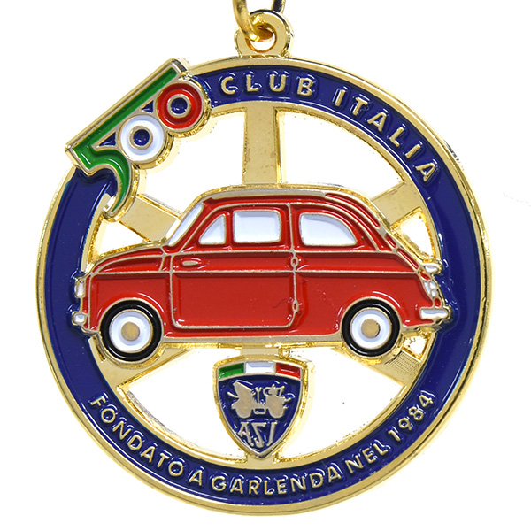FIAT 500 CLUB ITALIAエンブレム形バッグチャーム(レッド)