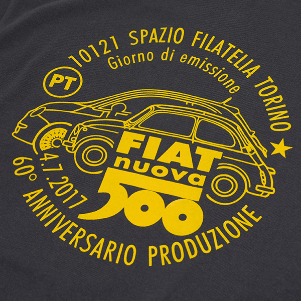 FIAT 500 60anni Memorial Stamp T-Shirts(Charcoal)