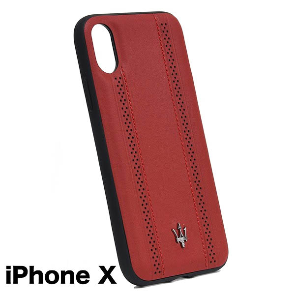MASERATI純正 iPhone Xレザー背面ケース-GRANLUSSO/レッド